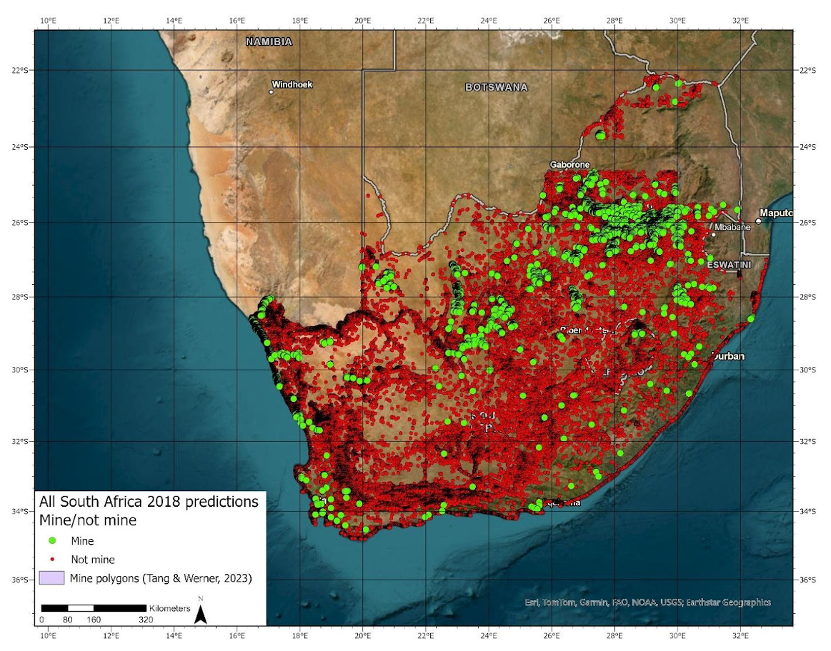 Figure 6: Results after manual correction of the prediction carried out at the scale of the entire South Africa (and Lesotho) territory for the year 2018